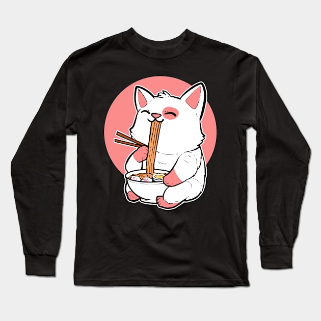 Anime Cat Japanese Manga Cats Japanese Art Lover Long Sleeve T-Shirt by amango